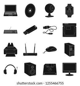 Isolated object of laptop and device sign. Set of laptop and server stock vector illustration.