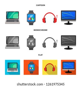 Isolated object of laptop and device sign. Set of laptop and server vector icon for stock.