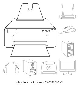 Isolated object of laptop and device sign. Collection of laptop and server vector icon for stock.