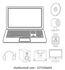 Isolated object of laptop and device sign. Collection of laptop and server vector icon for stock.