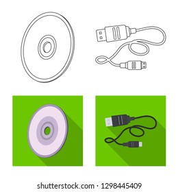 Isolated object of laptop and device sign. Collection of laptop and server stock vector illustration.