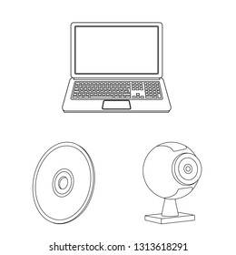 Isolated object of laptop and device sign. Set of laptop and server stock vector illustration.