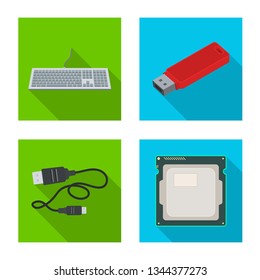Isolated object of laptop and device sign. Set of laptop and server stock vector illustration.