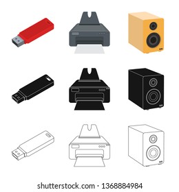 Isolated object of laptop and device sign. Set of laptop and server vector icon for stock.