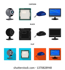 Isolated object of laptop and device sign. Collection of laptop and server stock vector illustration.
