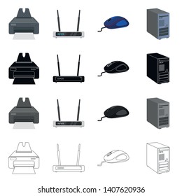 Isolated object of laptop and device sign. Collection of laptop and server vector icon for stock.