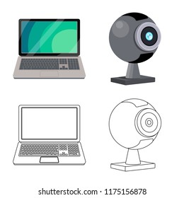 Isolated object of laptop and device symbol. Collection of laptop and server stock symbol for web.