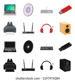 Isolated object of laptop and device symbol. Collection of laptop and server stock vector illustration.
