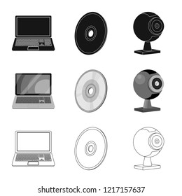 Isolated object of laptop and device symbol. Set of laptop and server stock vector illustration.