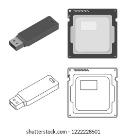 Isolated object of laptop and device symbol. Collection of laptop and server stock symbol for web.