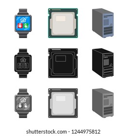 Isolated object of laptop and device symbol. Set of laptop and server stock vector illustration.