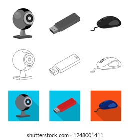 Isolated object of laptop and device symbol. Set of laptop and server stock vector illustration.