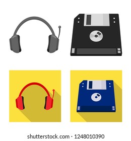 Isolated object of laptop and device symbol. Collection of laptop and server vector icon for stock.