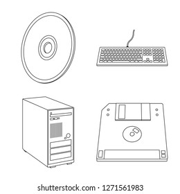 Isolated object of laptop and device symbol. Set of laptop and server stock symbol for web.