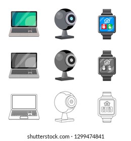 Isolated object of laptop and device symbol. Set of laptop and server stock vector illustration.