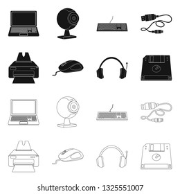 Isolated object of laptop and device symbol. Set of laptop and server stock vector illustration.