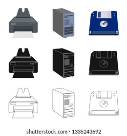 Isolated object of laptop and device symbol. Collection of laptop and server vector icon for stock.
