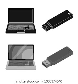 Isolated object of laptop and device symbol. Collection of laptop and server stock symbol for web.