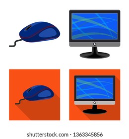 Isolated object of laptop and device symbol. Set of laptop and server vector icon for stock.