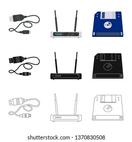 Isolated object of laptop and device symbol. Set of laptop and server vector icon for stock.