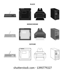 Isolated object of laptop and device symbol. Collection of laptop and server vector icon for stock.