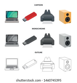 Isolated object of laptop and device symbol. Set of laptop and server stock symbol for web.