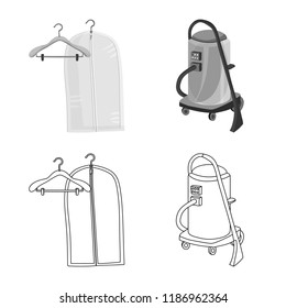 Isolated object of laundry and clean icon. Set of laundry and clothes vector icon for stock.