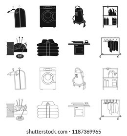 Isolated object of laundry and clean icon. Set of laundry and clothes vector icon for stock.