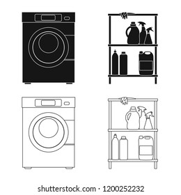 Isolated object of laundry and clean icon. Set of laundry and clothes stock vector illustration.
