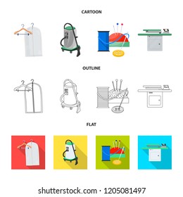 Isolated object of laundry and clean icon. Set of laundry and clothes stock symbol for web.