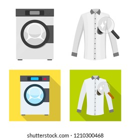 Isolated object of laundry and clean icon. Set of laundry and clothes stock vector illustration.