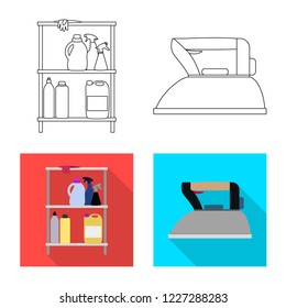 Isolated object of laundry and clean icon. Collection of laundry and clothes stock vector illustration.