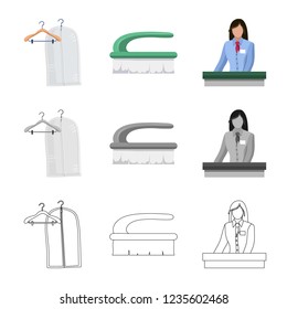Isolated object of laundry and clean icon. Collection of laundry and clothes stock vector illustration.