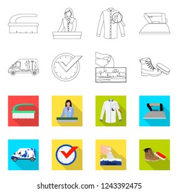 Isolated object of laundry and clean icon. Set of laundry and clothes stock vector illustration.