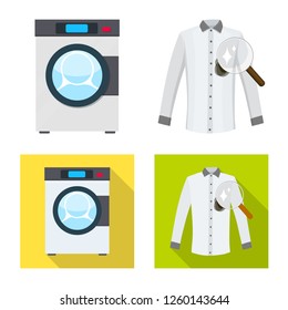 Isolated object of laundry and clean icon. Set of laundry and clothes stock vector illustration.