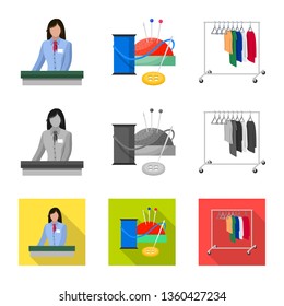 Isolated object of laundry and clean icon. Set of laundry and clothes stock vector illustration.