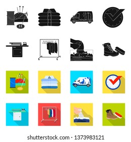 Isolated object of laundry and clean icon. Set of laundry and clothes stock vector illustration.