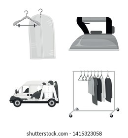 Isolated object of laundry and clean icon. Collection of laundry and clothes stock vector illustration.