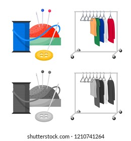 Isolated object of laundry and clean logo. Set of laundry and clothes vector icon for stock.