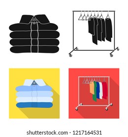 Isolated object of laundry and clean logo. Collection of laundry and clothes stock vector illustration.
