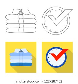 Isolated object of laundry and clean logo. Collection of laundry and clothes vector icon for stock.