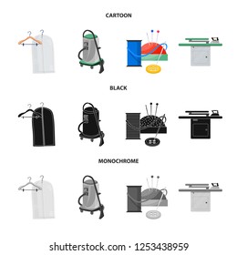 Isolated object of laundry and clean logo. Collection of laundry and clothes vector icon for stock.