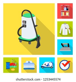 Isolated object of laundry and clean logo. Set of laundry and clothes stock symbol for web.
