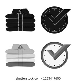 Isolated object of laundry and clean logo. Set of laundry and clothes stock vector illustration.