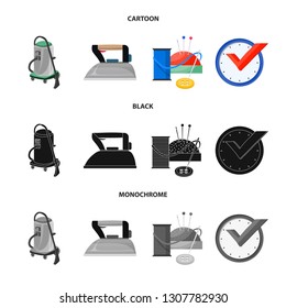 Isolated object of laundry and clean logo. Set of laundry and clothes stock vector illustration.