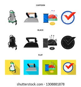 Isolated object of laundry and clean logo. Set of laundry and clothes stock vector illustration.