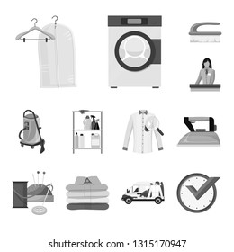 Isolated object of laundry and clean logo. Collection of laundry and clothes stock symbol for web.