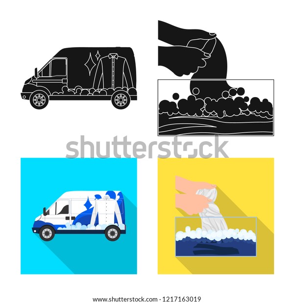 Isolated object of laundry and clean\
logo. Set of laundry and clothes stock vector\
illustration.