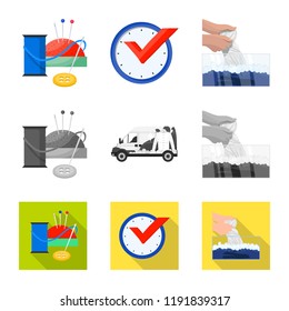 Isolated object of laundry and clean sign. Collection of laundry and clothes stock vector illustration.