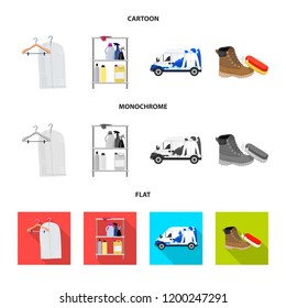 Isolated object of laundry and clean sign. Set of laundry and clothes stock symbol for web.